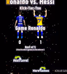 Imágenes del juego Messi contra Ronaldo en Kick Tac Toe 3